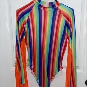 Rainbow Bodysuit W/ Fringe